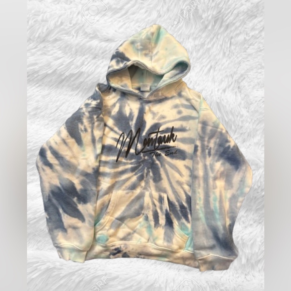Kids dreamsicle Montauk Hoodie, size Large, Blue and White Tie Dye